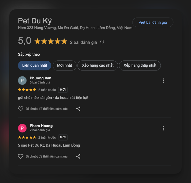 review tu khach hang pet du ky da huoai